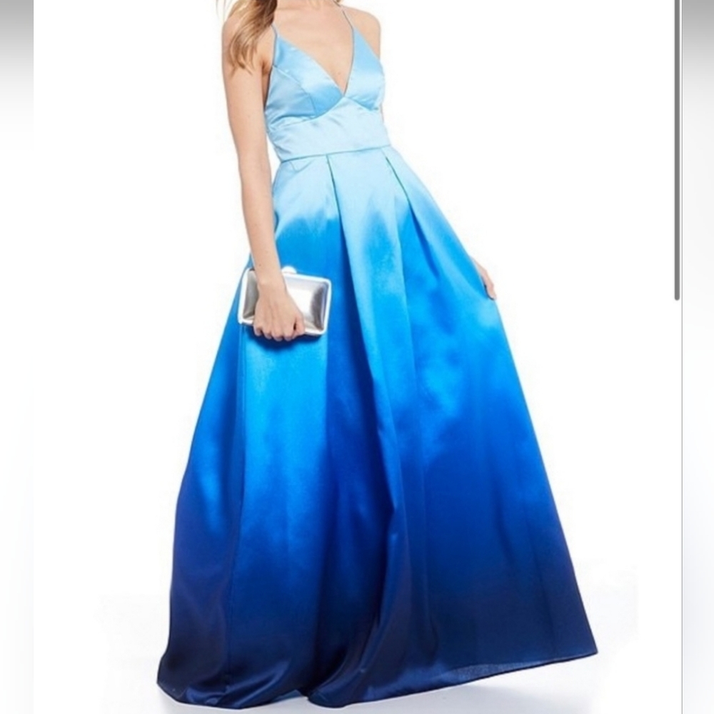 Prom Bee Darlin Gown Evening ombre blue Long dress  Size 5/6 New